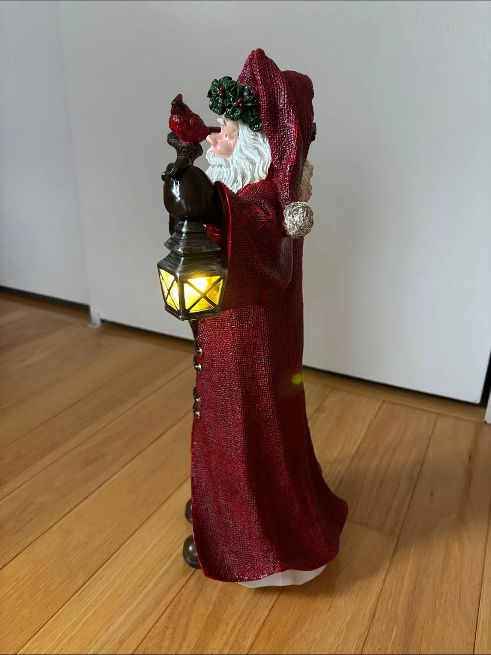 Classic Red Santa with Lantern Holiday Figurine